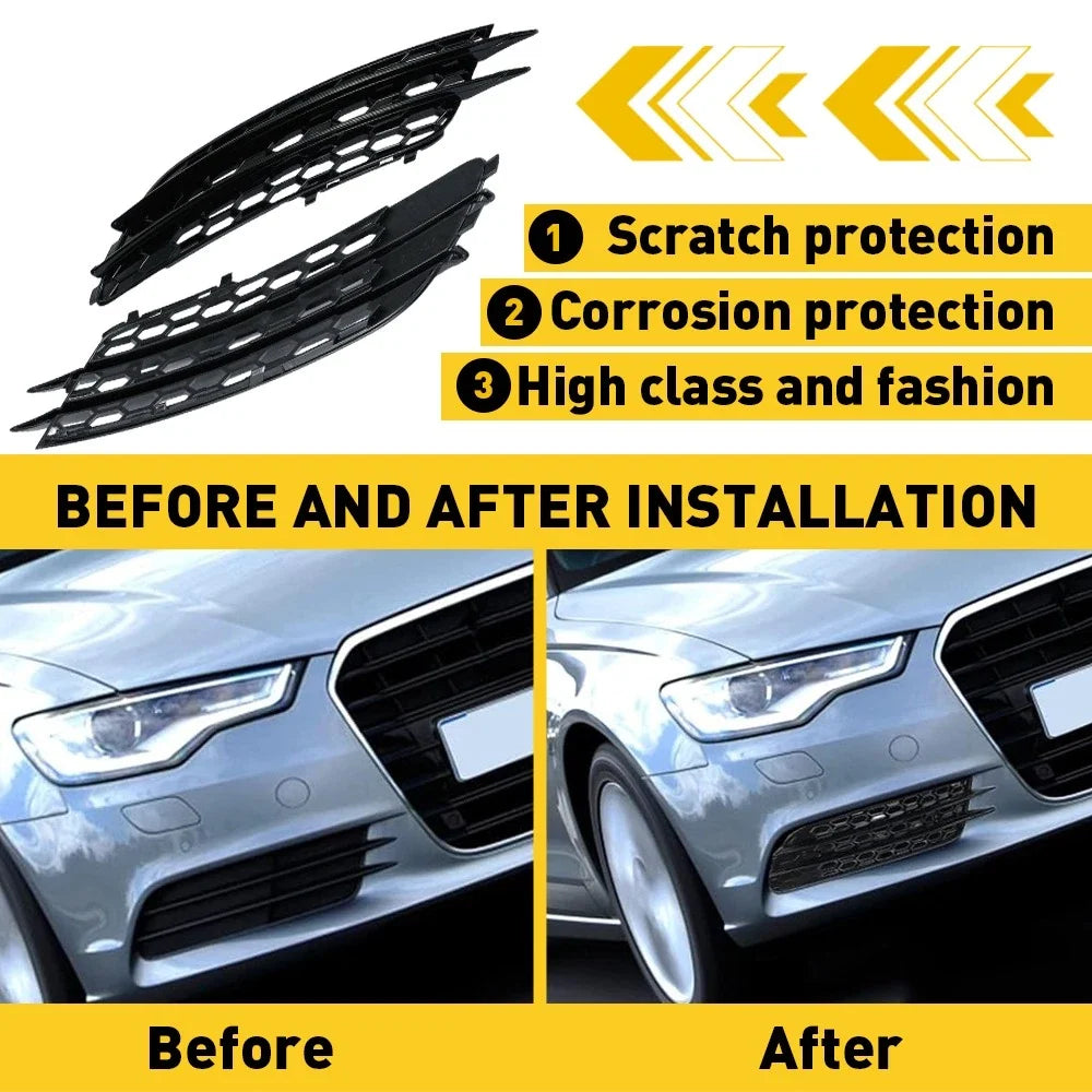 Pair Fog Light Lamp Cover Grille for Audi A6 C7 (2012–2015)