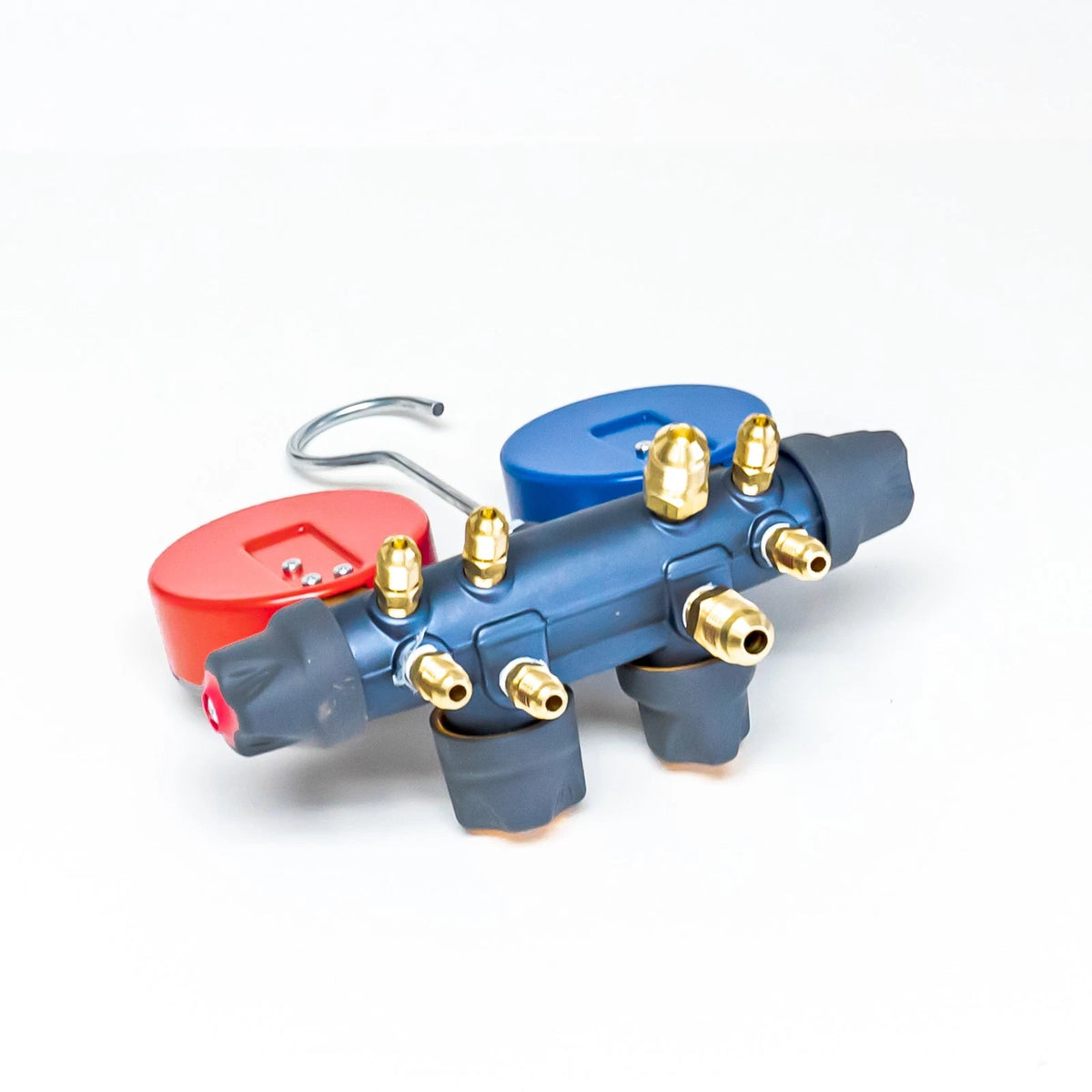 4-Valve Charging Manifold with Sight Glass & 3-1/8 Gauges for Automotive