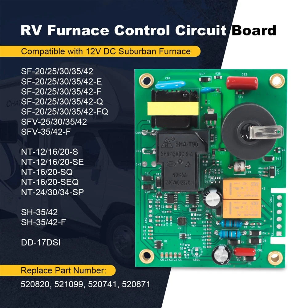 Furnace Heater Fan Control Ignition Circuit Board for Suburban RV (520820, 520871, 520814)