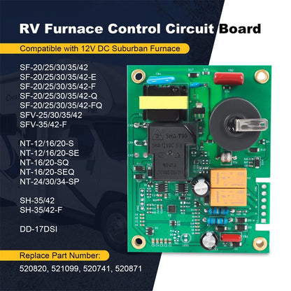 Furnace Heater Fan Control Ignition Circuit Board for Suburban RV (520820, 520871, 520814)
