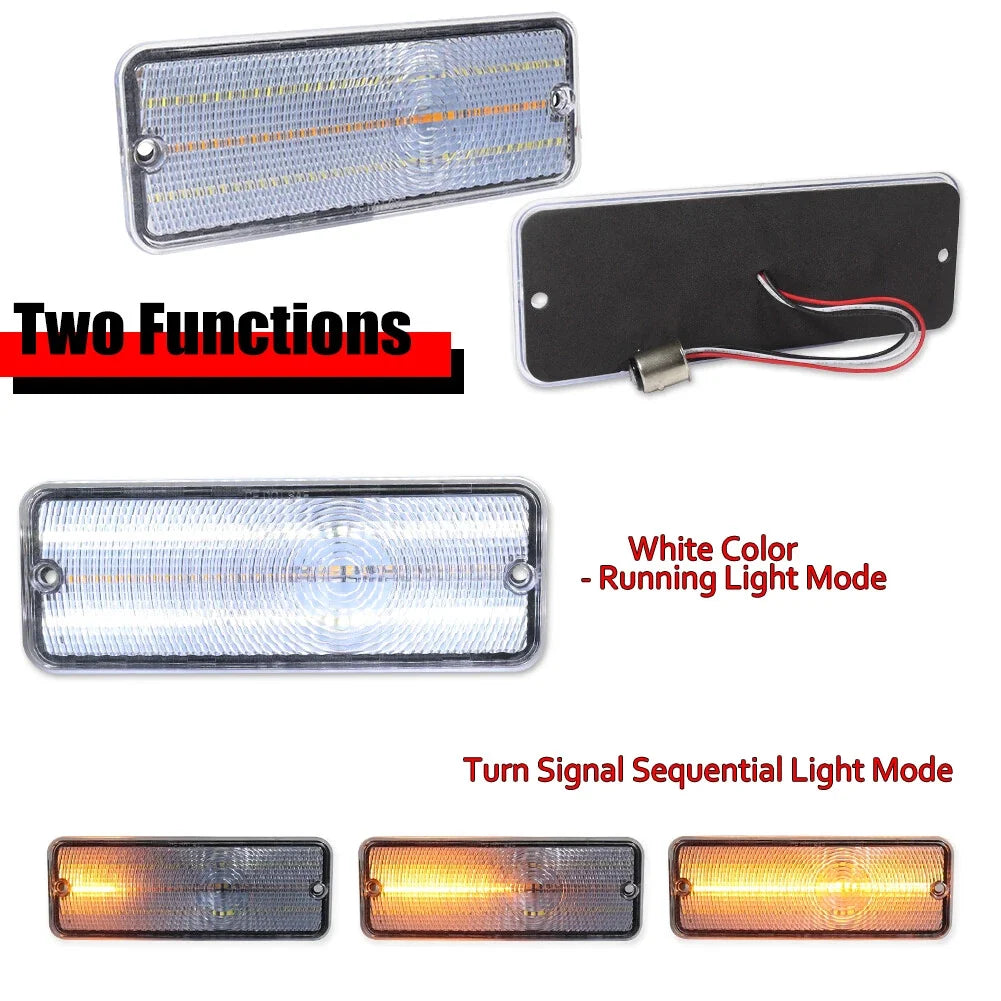 2 Clear Switchback LED Parking Signal Light Lenses for Ford F-100 (1974–1977)