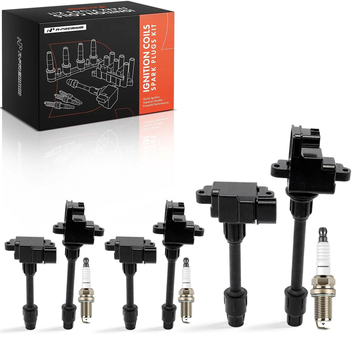 Set of 6 Ignition Coils & 6 Iridium Spark Plugs for Nissan Maxima (1995–1999) - 2244831416, 2244831U05, 2244831U06, 2244831U15, 2244831U16, UF138