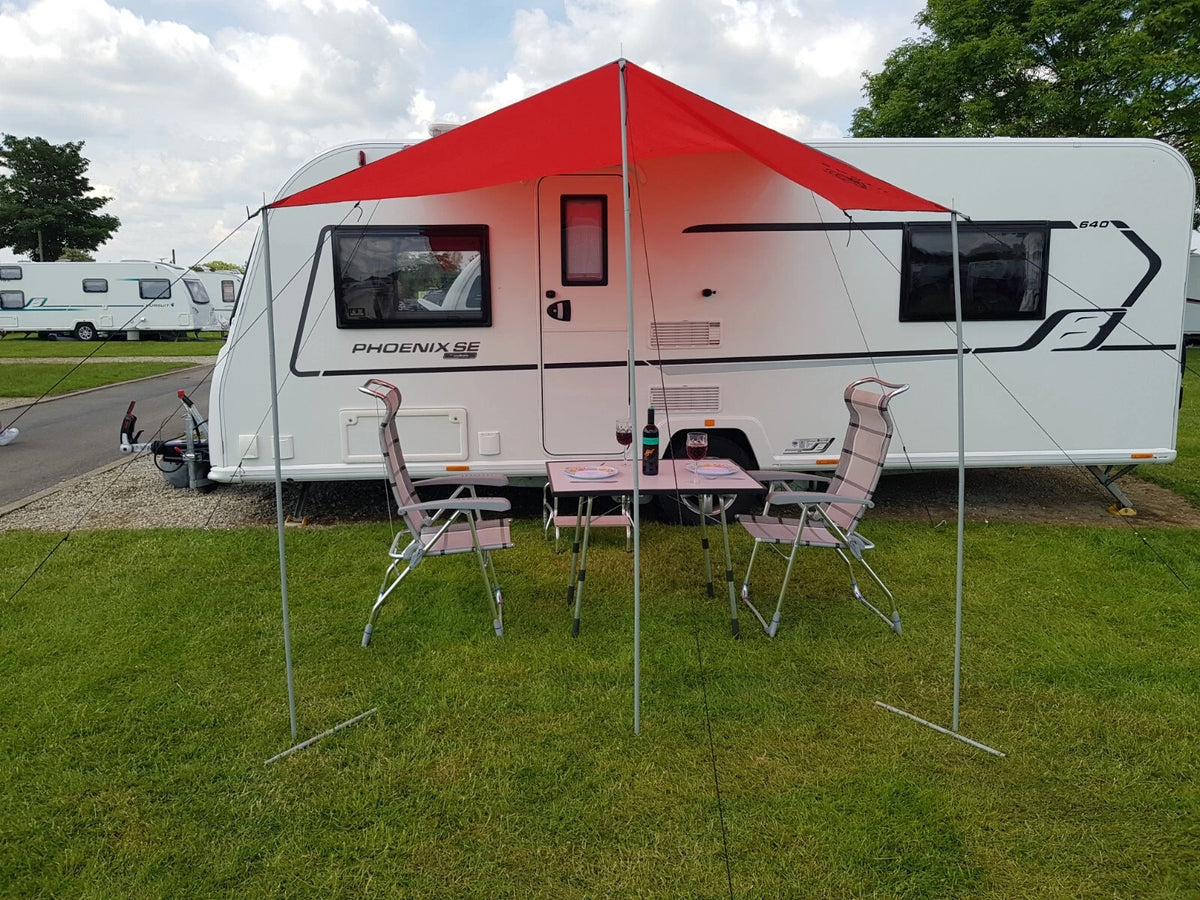 Awning Canopy for Caravan Campervan (2.4m x 3m) Red Deluxe Set
