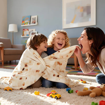 Tortilla Throw Blanket for Adults & Kids - Double Sided Taco Design