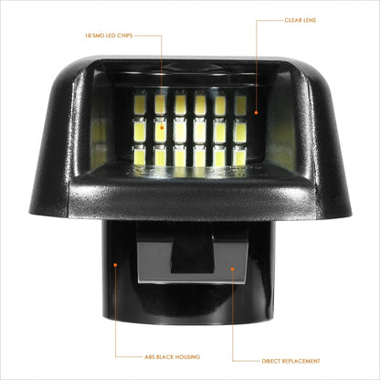 2X LED License Plate Lights for Nissan Frontier/Titan/Xterra/Armada (2007–2019)
