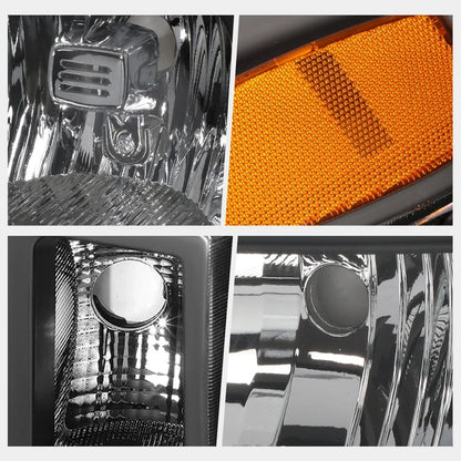 OE Factory Headlights for GMC Sierra 1500-3500 (2007–2014) Black Housing Amber Corner