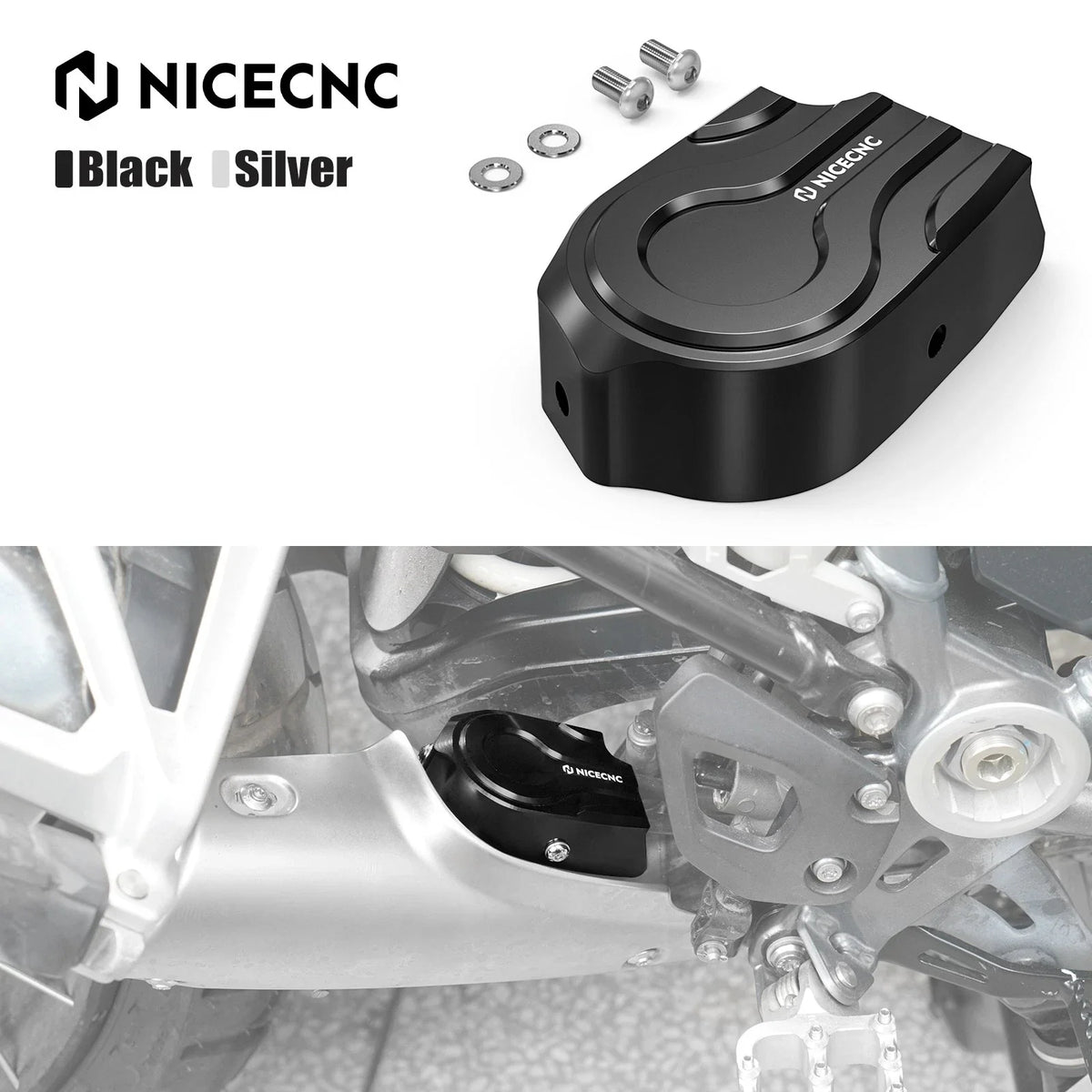 NICECNC Aluminum Silencer Flap Cover for BMW R1250GS (2019–2023)