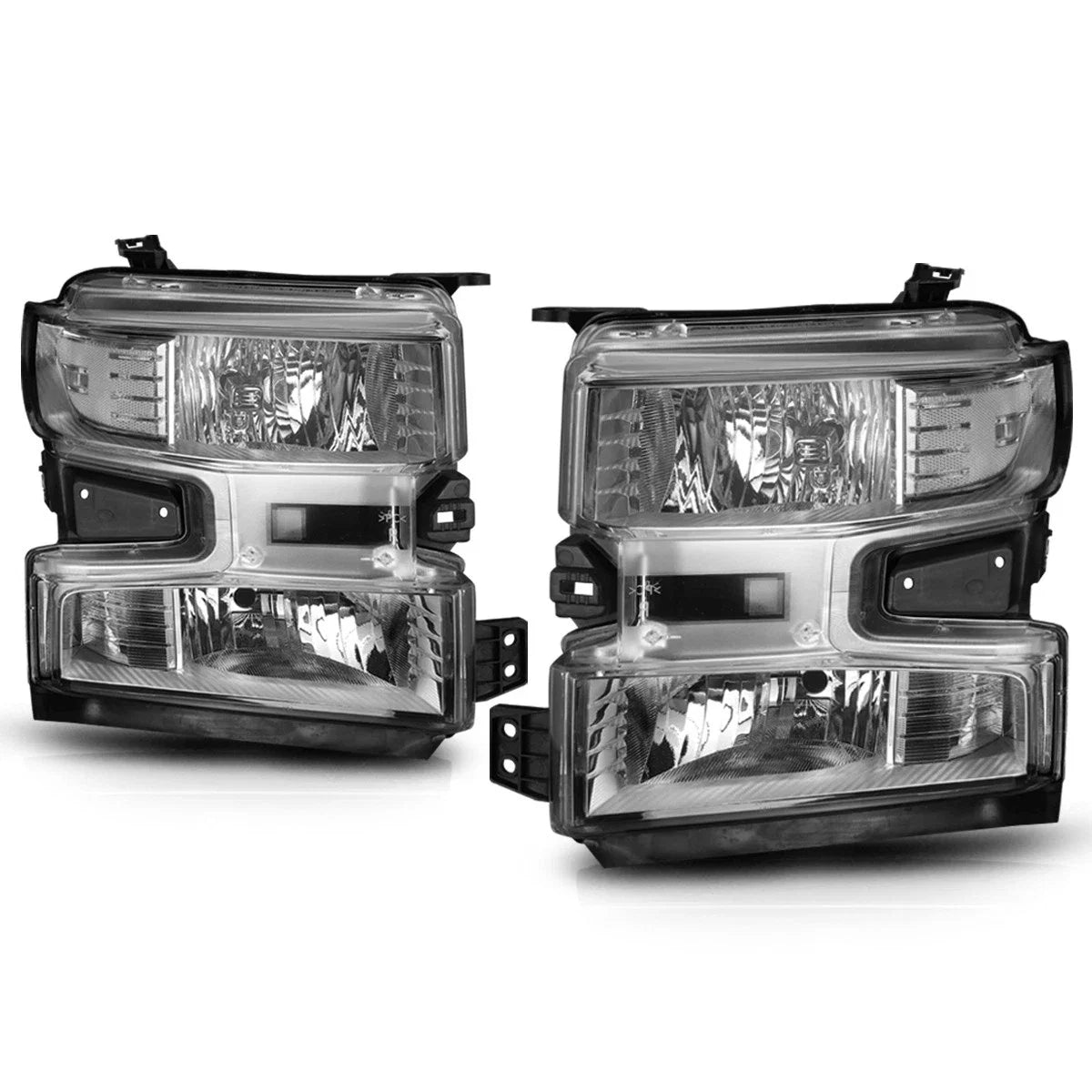Clear Corner Headlight Lamp Chrome for Silverado 1500 WT/Custom Trail Boss (2019–2024)