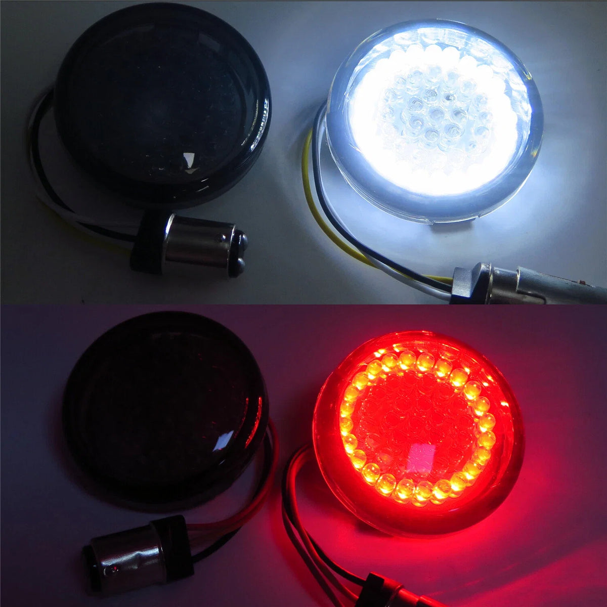 2" LED 1157 Turn Signal Light Inserts + Smoke Lens for Harley