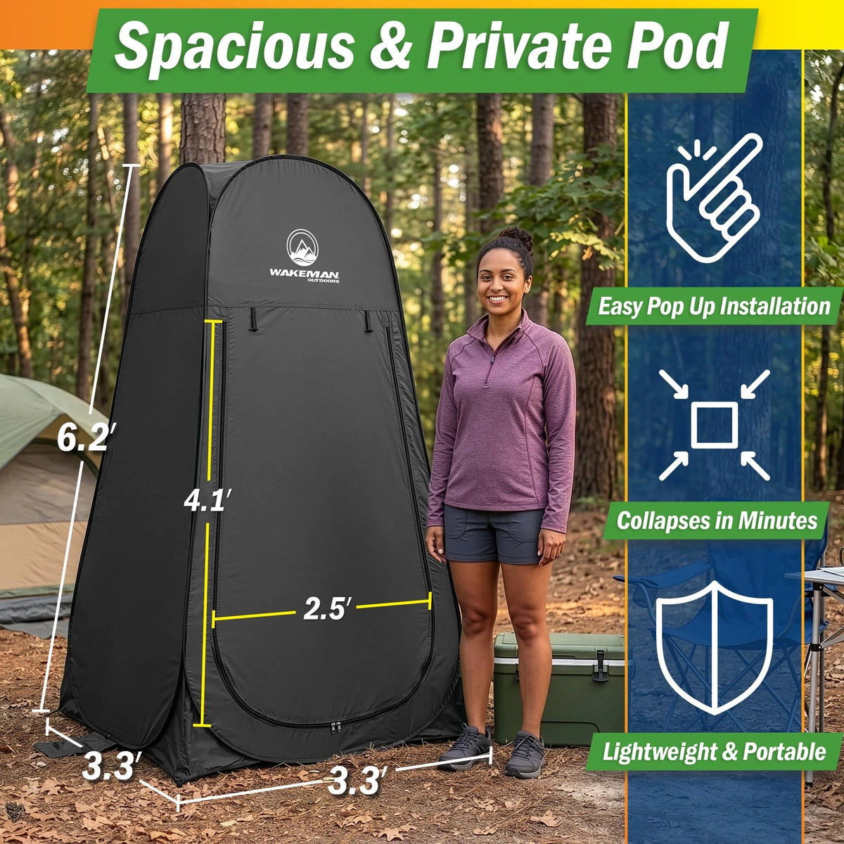 Pop Up Pod Privacy Shower Tent for Portable Dressing Room (1-Person)