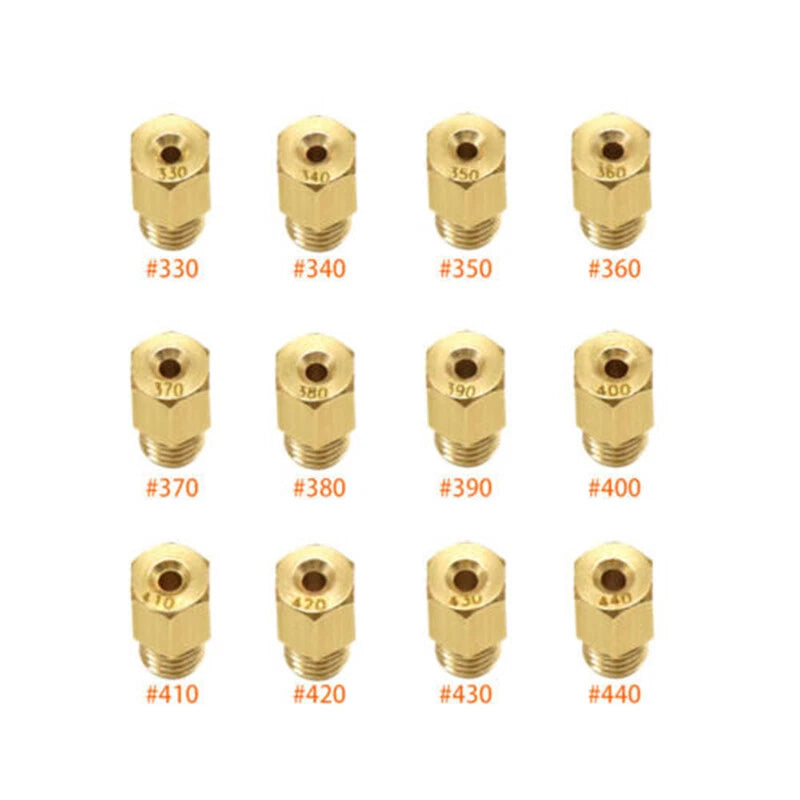 12pcs Carburetor Main Jets for MIKUNI VM/TM/TMX (#330 #340 #350 #360 #370)