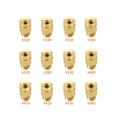 12pcs Carburetor Main Jets for MIKUNI VM/TM/TMX (#330 #340 #350 #360 #370)
