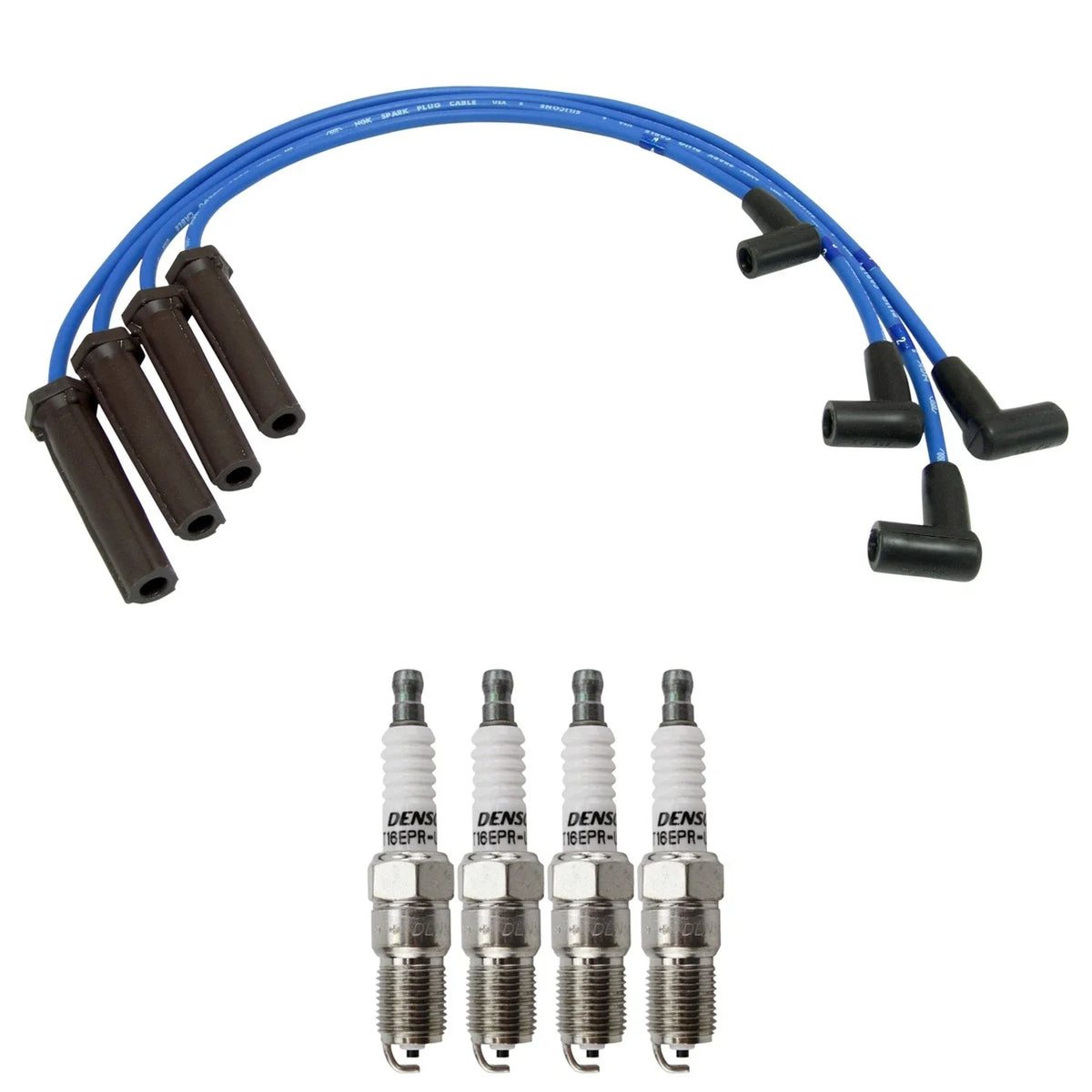 NGK Wire Set & Denso Spark Plugs Kit for Cavalier Sunfire 2.2L L4 (1995–2005)