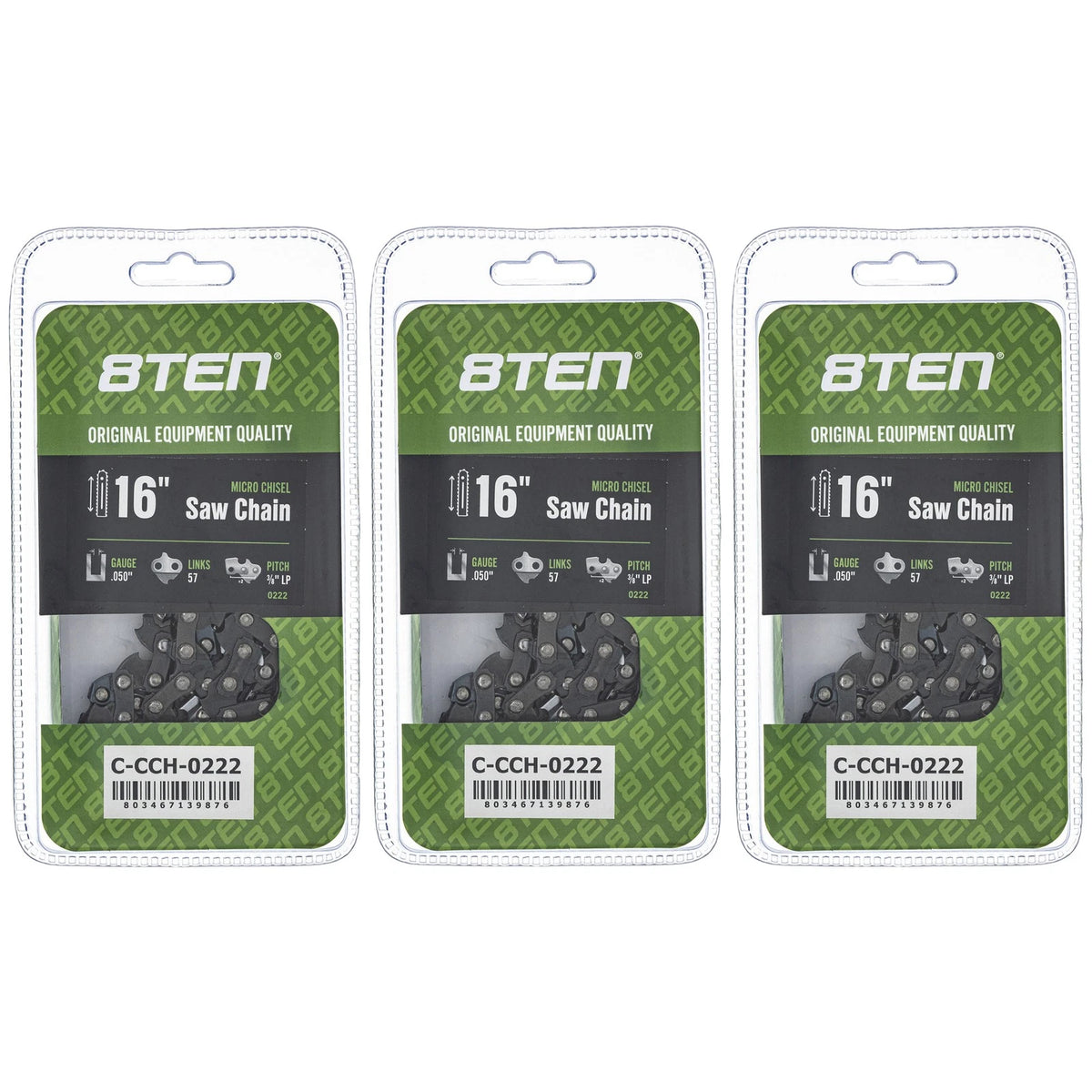 3 Pack Micro Chisel Chainsaw Chain 16 Inch .050 3/8 LP for Echo Craftsman (H37-57, H35-57, Y57, 63PM357E, 63PM57E, CL15057NSTL2)