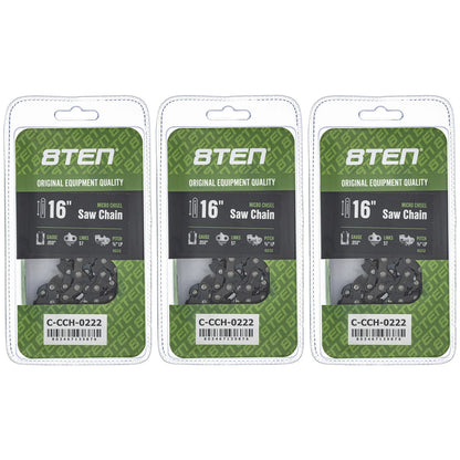 3 Pack Micro Chisel Chainsaw Chain 16 Inch .050 3/8 LP for Echo Craftsman (H37-57, H35-57, Y57, 63PM357E, 63PM57E, CL15057NSTL2)