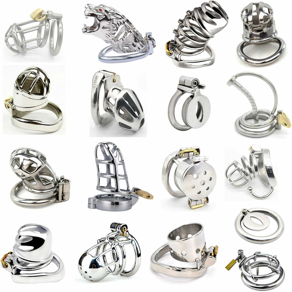 Male Chastity Belt Restraint Cage Ring Lock Stainless Steel