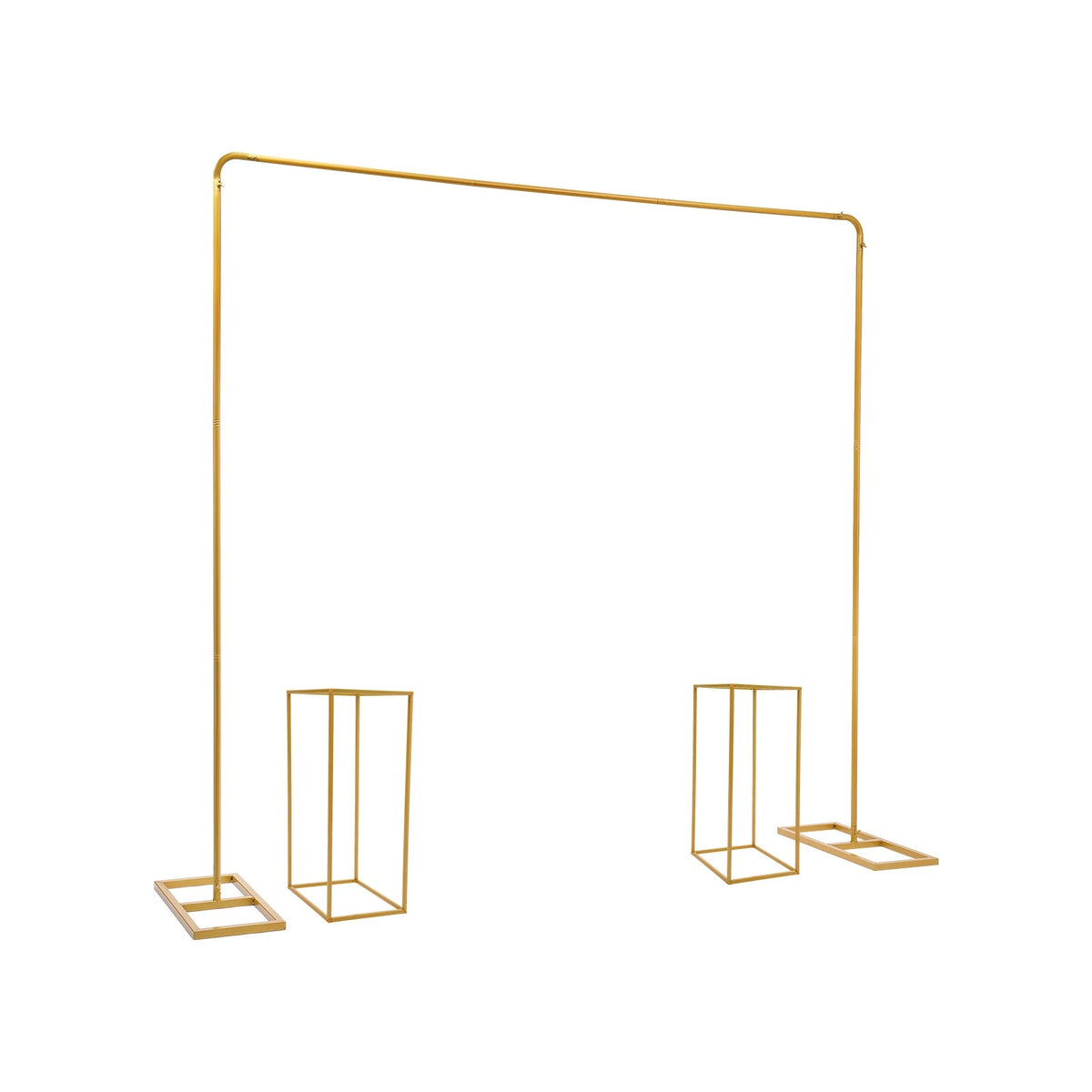 Gold Metal Wedding Backdrop Stand with 2 Flower Stands and 1 Balloon Stand