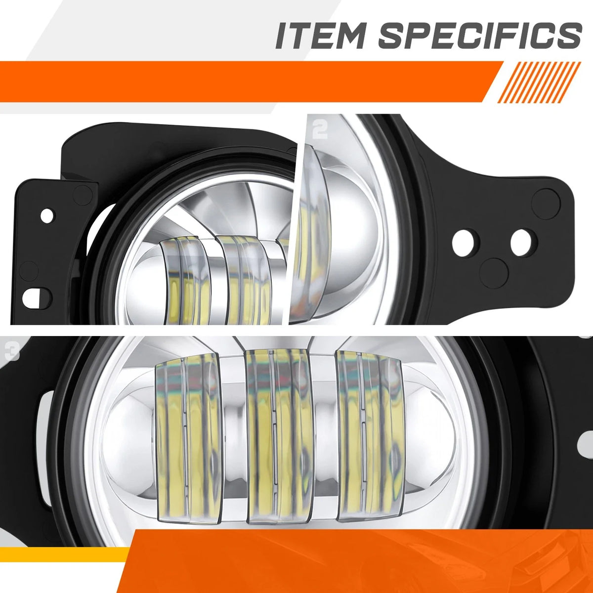 Set of 2 Chrome LED Projector Fog Lights for Jeep Wrangler JL Gladiator (2018–2026)