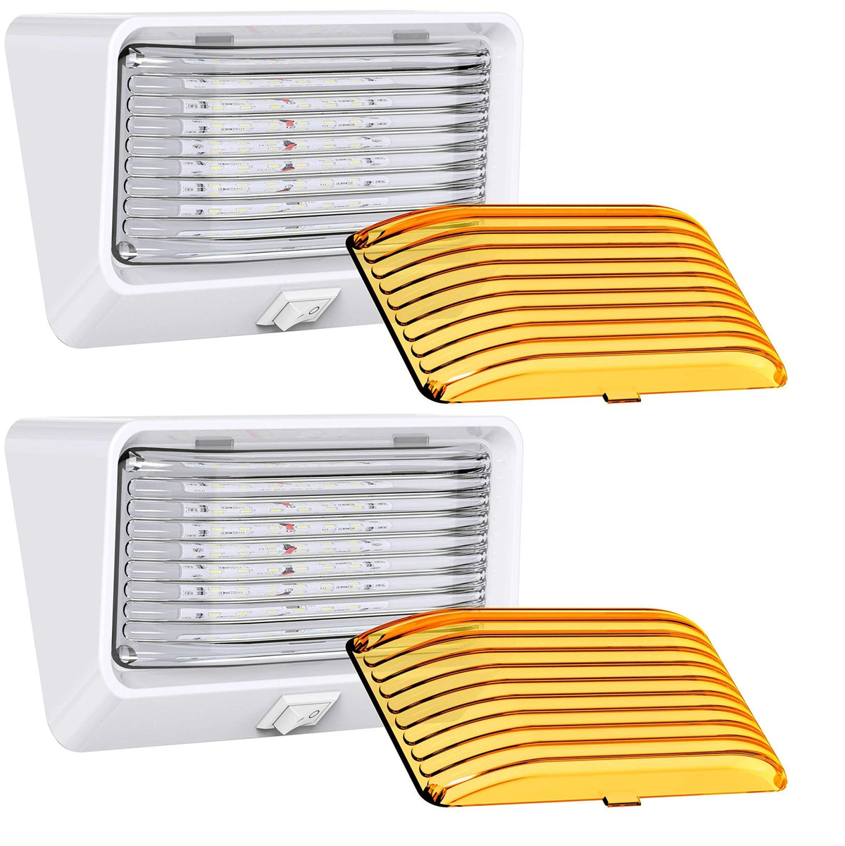 LED RV Porch Light for Utility Fixture (12V, 280 Lumen, Clear & Amber Lens, 2-Pack)