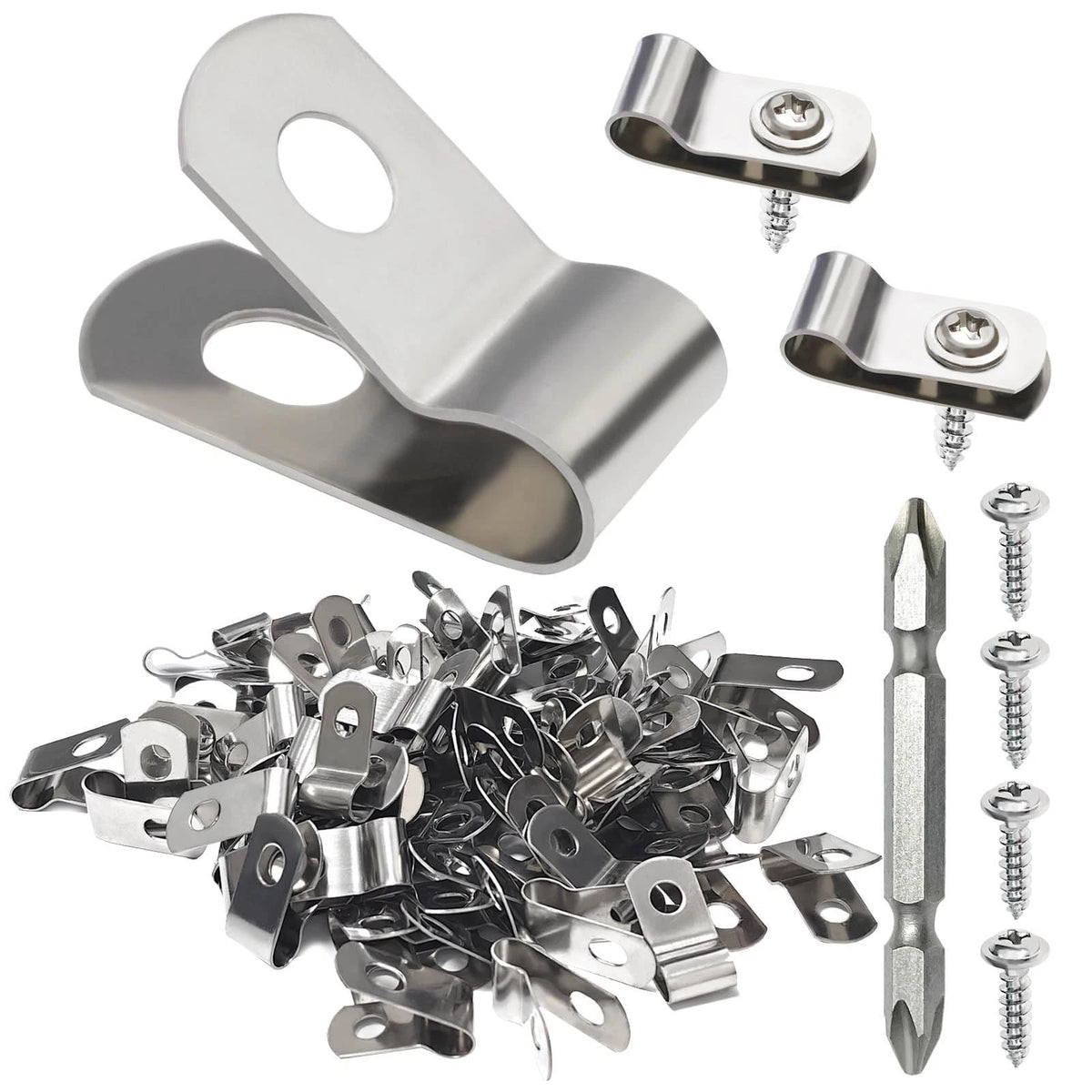 200 Pcs Stainless Steel Fence Wire Clips for 416 Gauge Wire