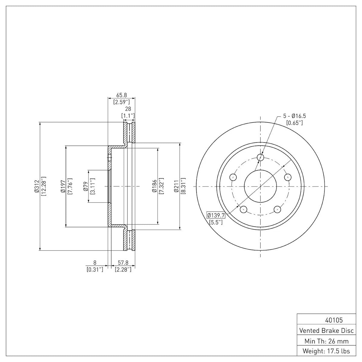 Brake Disc for Dodge Dakota (2005–2010) ERE-40105, 52855005AB