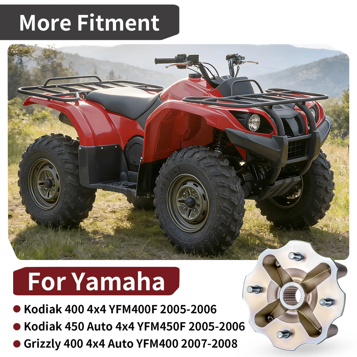 Rear Left Wheel Hub for Yamaha Kodiak 400/450 (2005–2006) 1D9-F5311-01-00