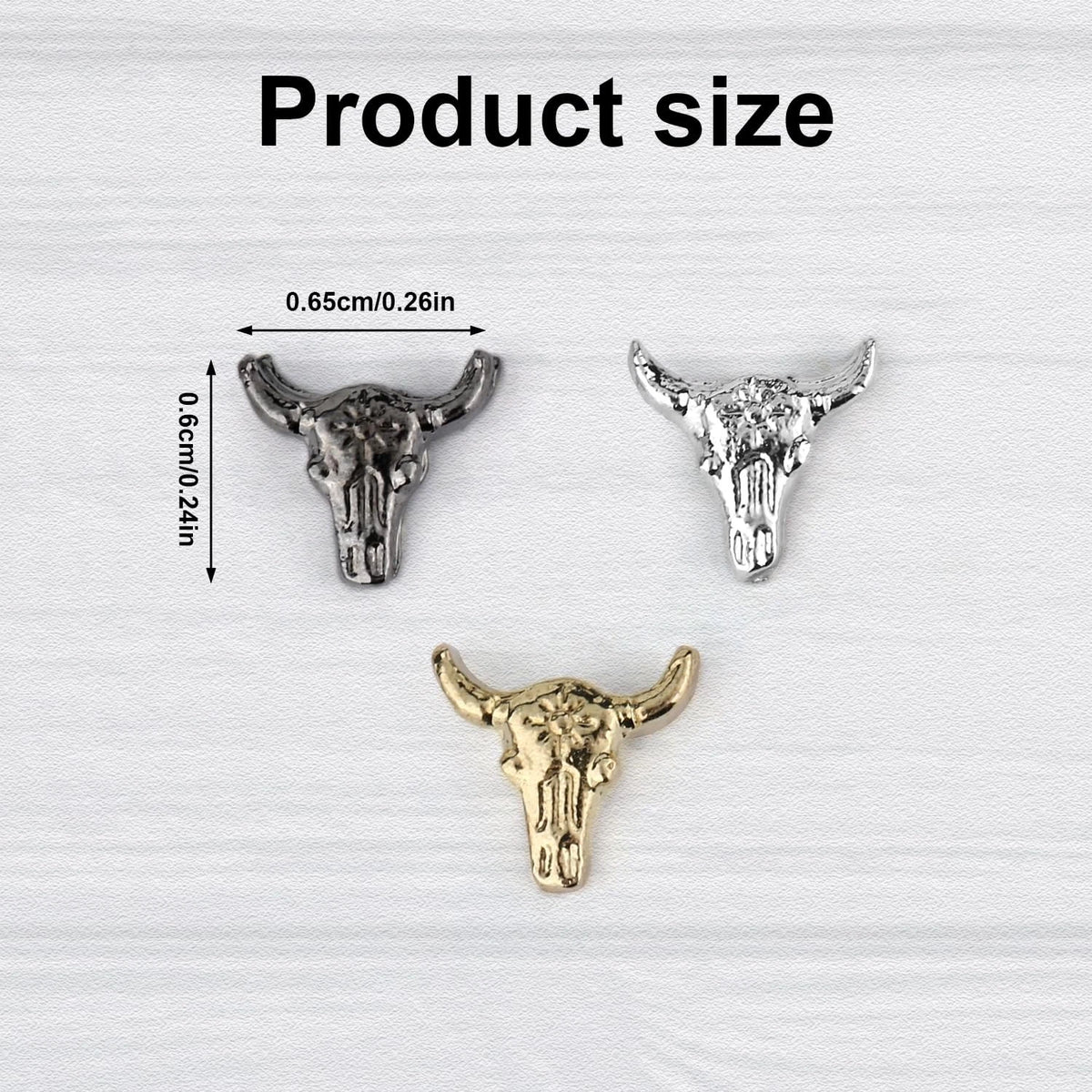 50pcs Bull Head Nail Charms for Western Cowboy Style (Halloween)