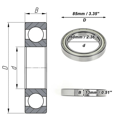 Deep Groove Ball Bearing 6912ZZ for Scooter Skateboard Wheel (P6, 60x85x13mm)