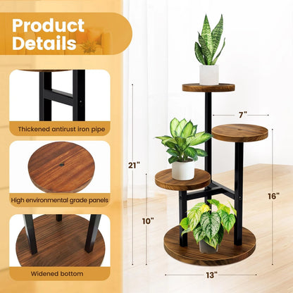 3 Tier Metal Wood Plant Stand for Indoor Plants