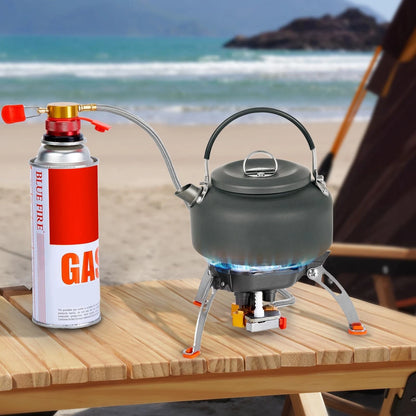 7200W Windproof Camping Stove with Piezo Ignition & Fuel Canister Adapter