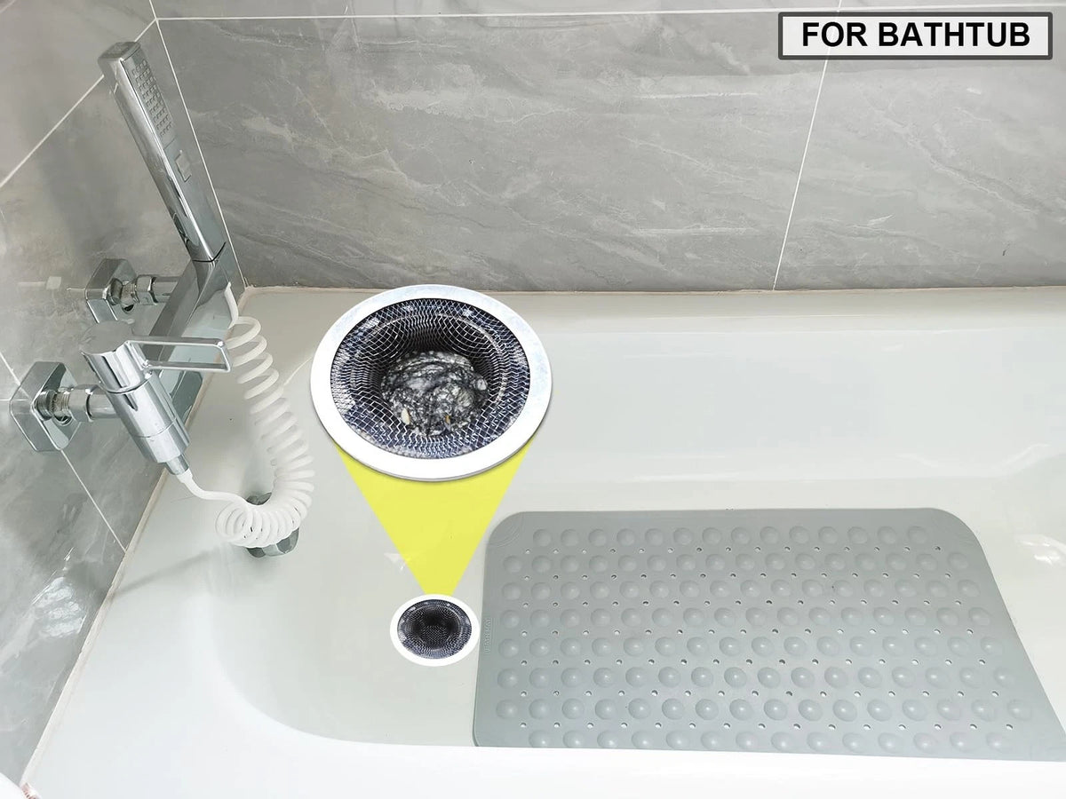 2X Tub Drain Hair Catcher for Shower (2.75 inch) - Silver