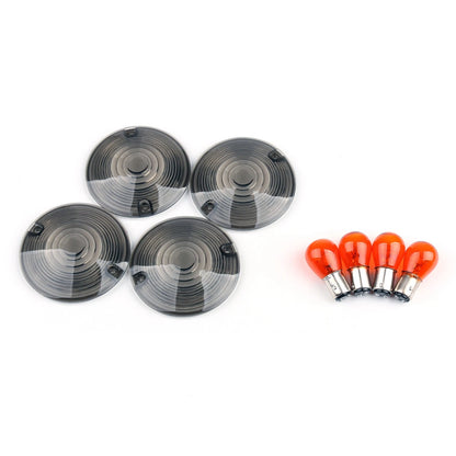 4X Smoke Turn Signal Lens Bulbs for Road King Touring Glide (1986–2007) TS-122-Smoke