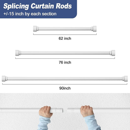 Set of 2 White Curtain Rods for Windows 48 to 84 Inches Heavy Duty