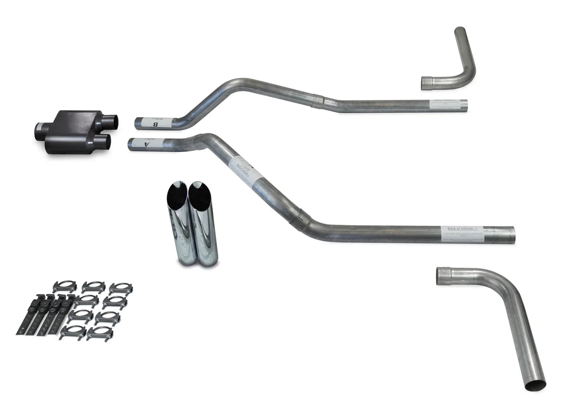 Dual Exhaust Kit for GMC Jimmy (1992–1994) 2.5" 1 Chamber Slash Tips Side Exit