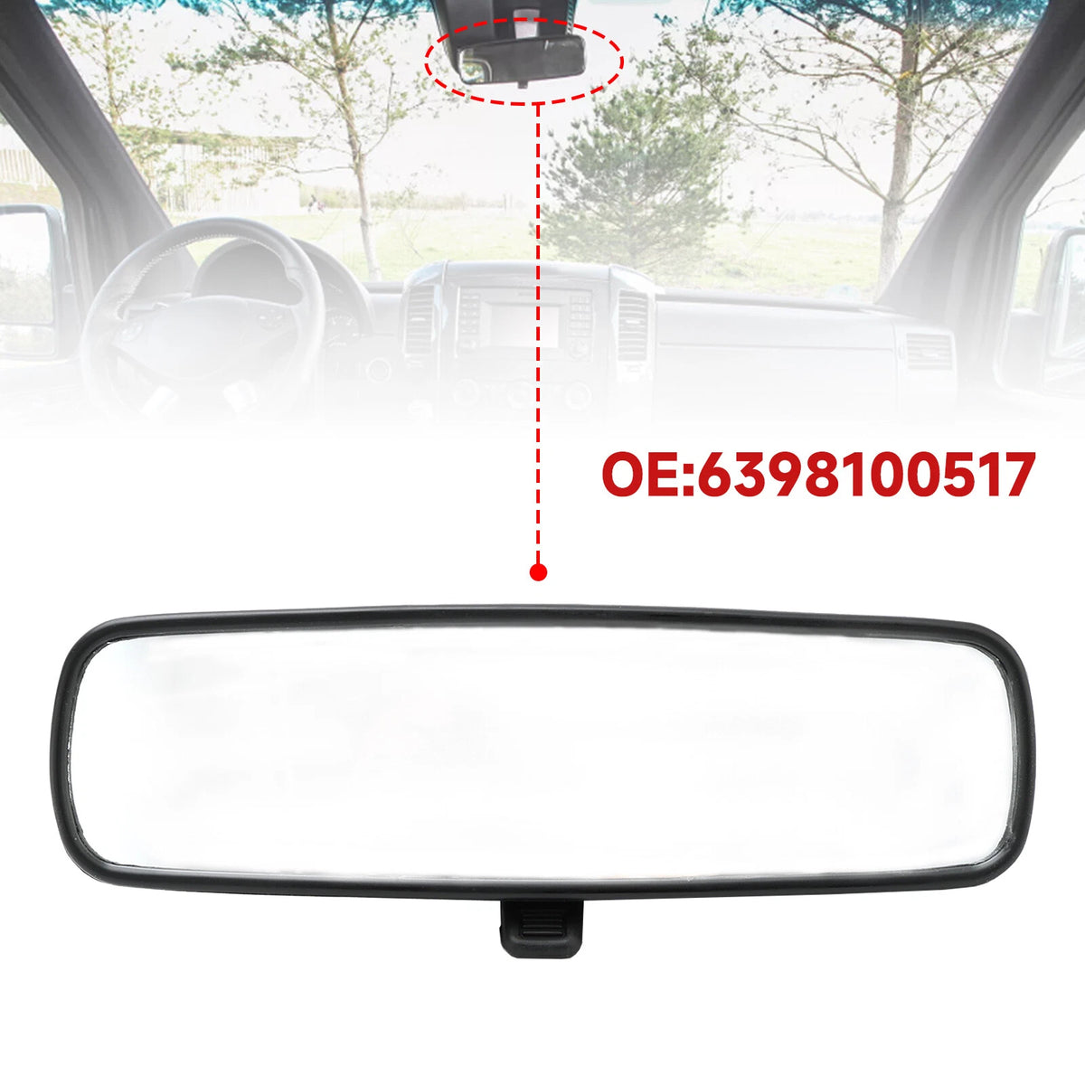 Interior Rear View Mirror for Mercedes-Benz Sprinter 2500 3500 (2007–2021) A6398100517, A9018100017, 6398100517, 9018100017