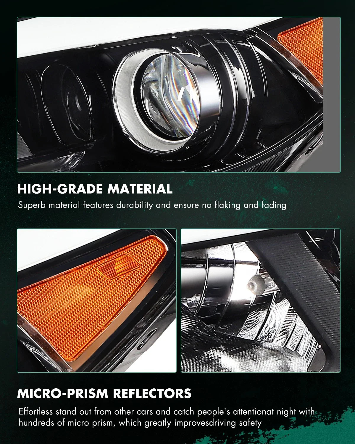 Right Passenger Side Black Amber Headlight Assembly for Hyundai Tucson (2016–2018)