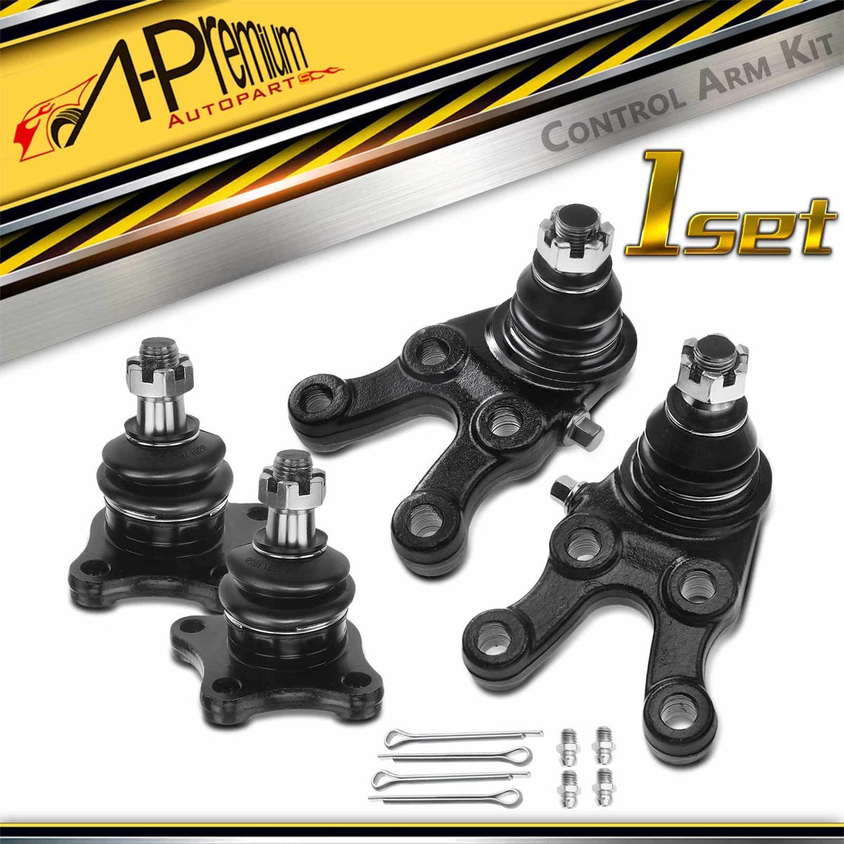 Set of 4 Front Upper & Lower Ball Joints for Mitsubishi Montero (1992–2000) MB860829, MB860830, MB831037, K9753, K9754, K9755