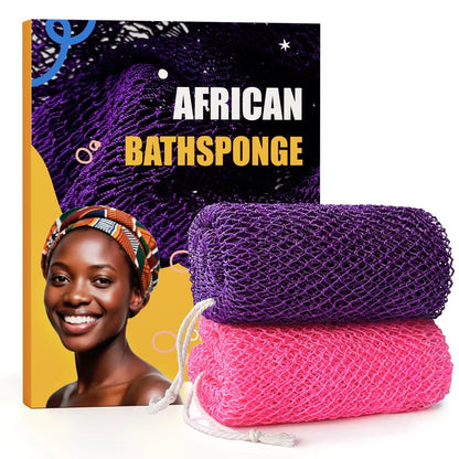 2 Pieces African Net Sponge for Back (Pink and Purple)