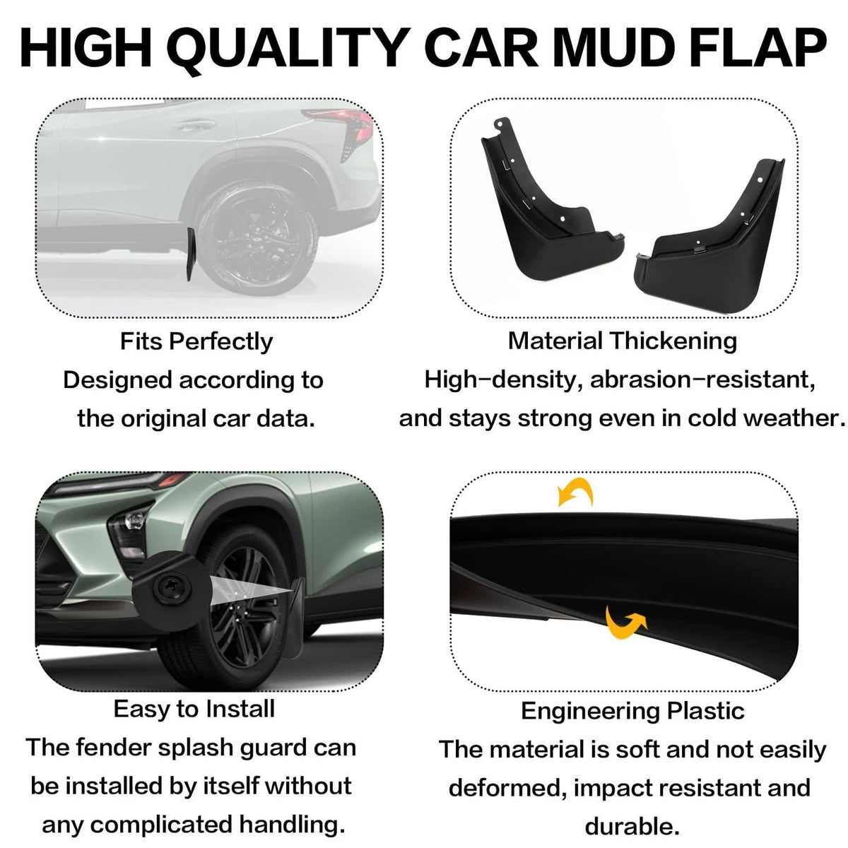 Set of 4 Mud Flaps for Chevrolet Trax (2024–2026)