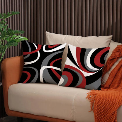 Set of 4 Red and Black 18x18 Throw Pillow Covers for Modern Decor