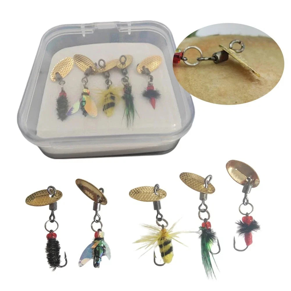 5 Piece Metal Fly Fishing Hooks for Bee Midge Pattern Tying