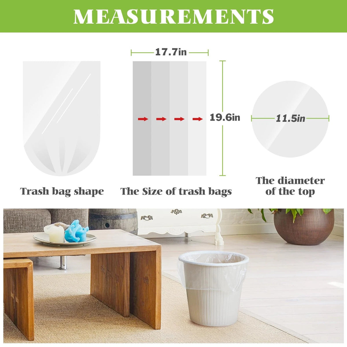4 Gallon Strong Trash Bags 330 Count (Pack of 1) Clear