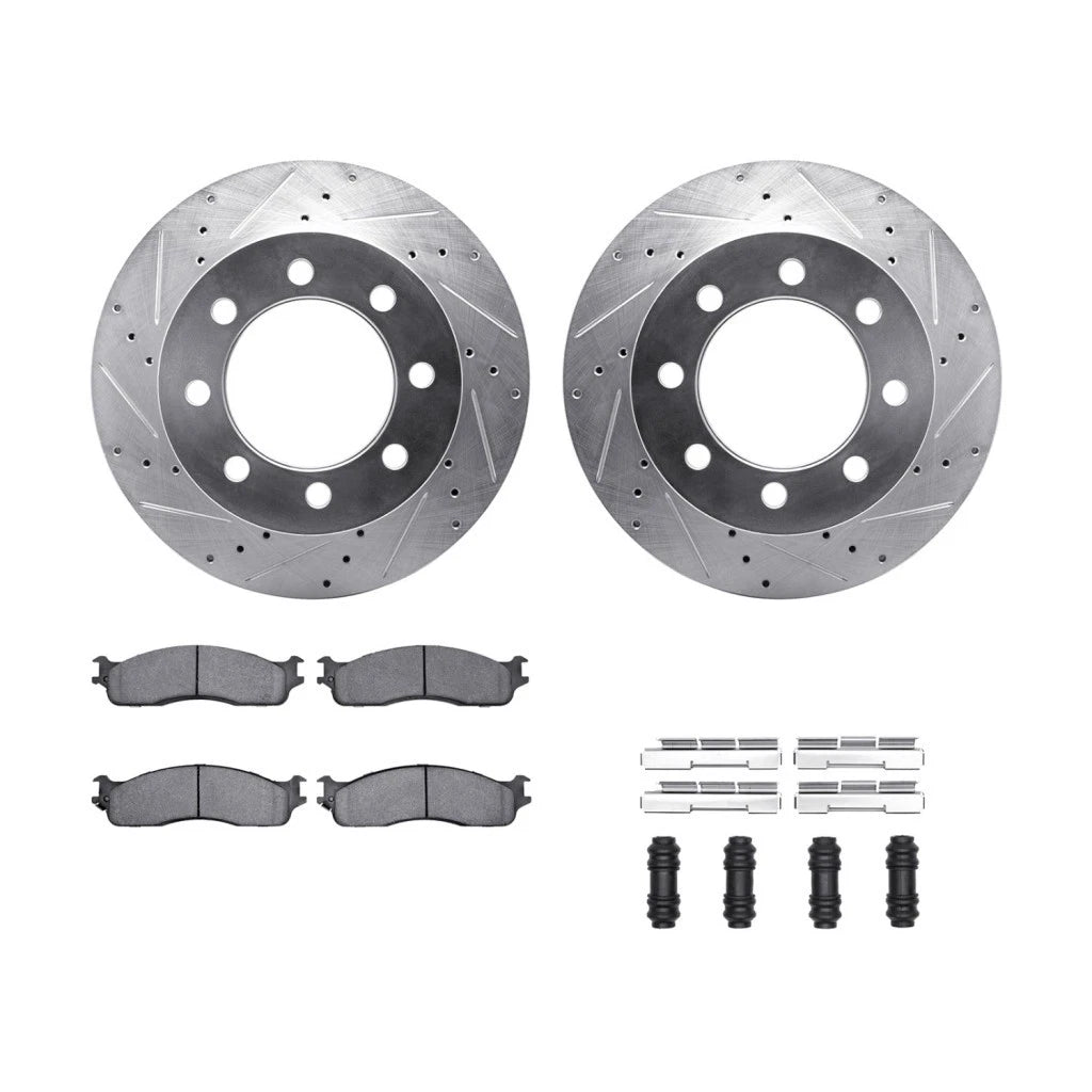 Brake Set for Dodge Ram 2500/3500 (2003–2008) ALX-PAU-DF-7412-40016-CLA1, Drilled & Slotted