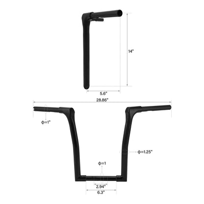 14" Rise Ape Hanger Handlebar for Harley Davidson Softail Fat Boy (2018–2024)