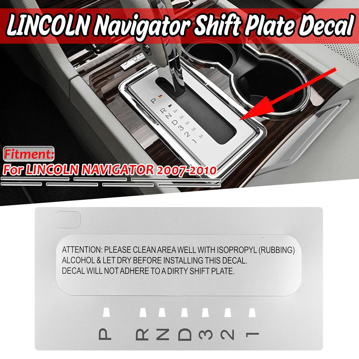 Shifter Sticker for Lincoln Navigator (2007–2010) Matte Silver Decal