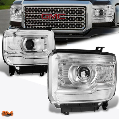 Projector Headlight for GMC Sierra Pickup (2014–2018) Chrome Housing Clear Corner
