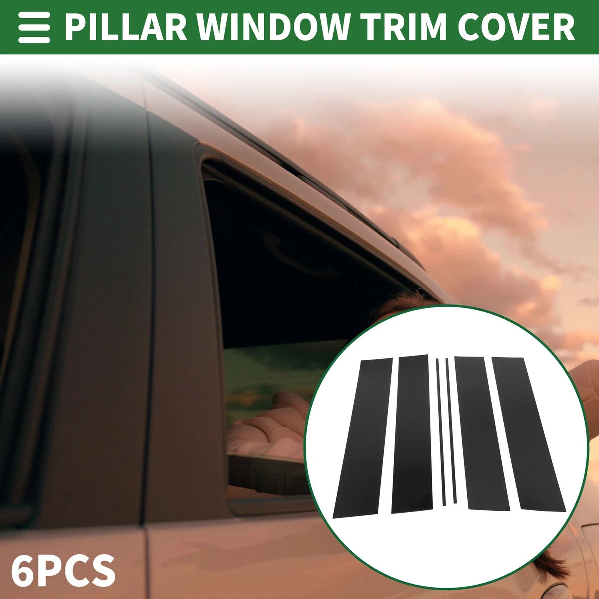 6 Pcs Door Pillar Window Trim for Honda Odyssey (2005–2010) Black