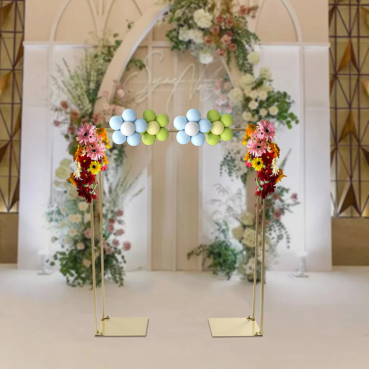 1x1.2M Golden Metal Wedding Arch Backdrop Stand Kit for Wedding Party