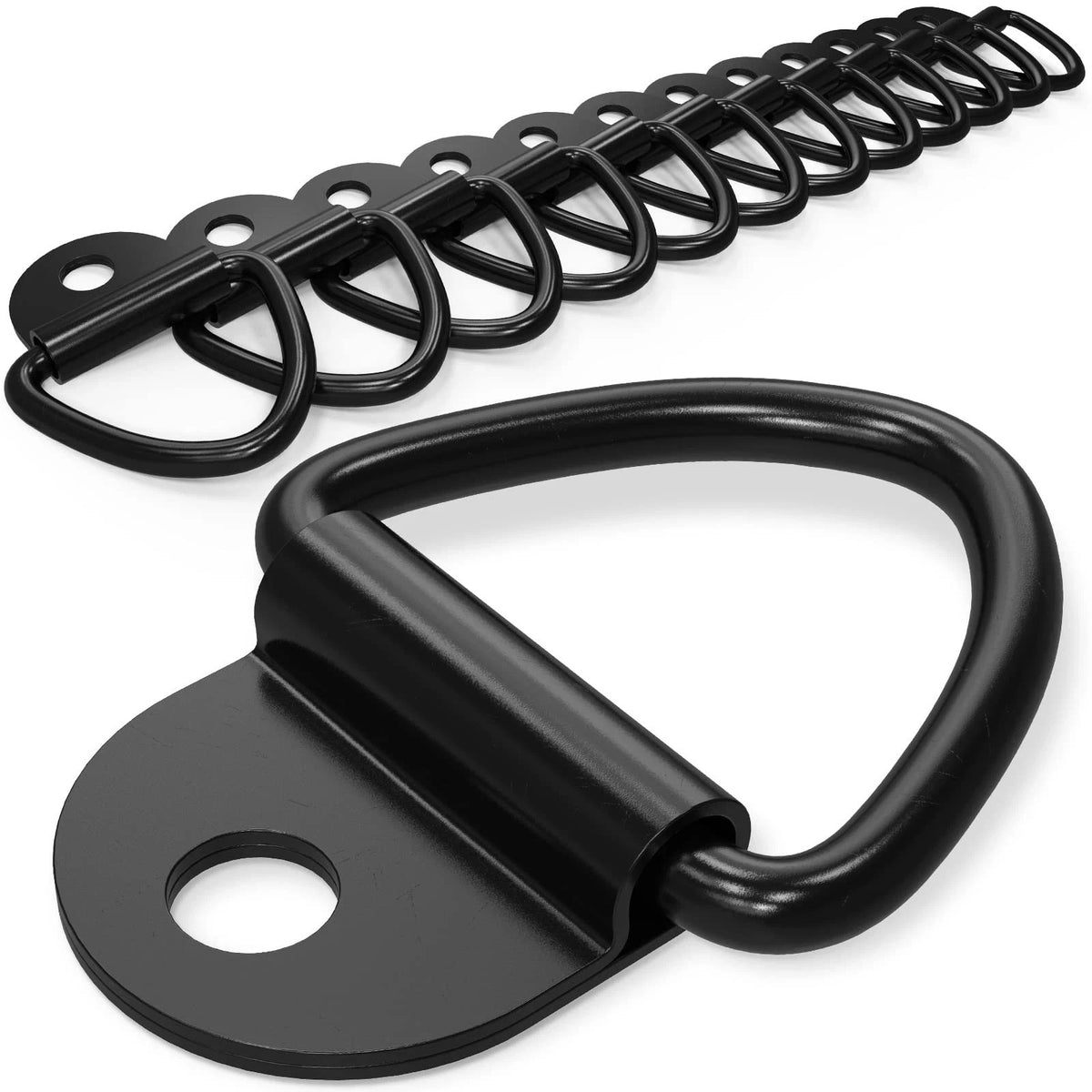 12X V Ring Tie Down Anchors for Universal Use (2" Diameter, Steel, Black)
