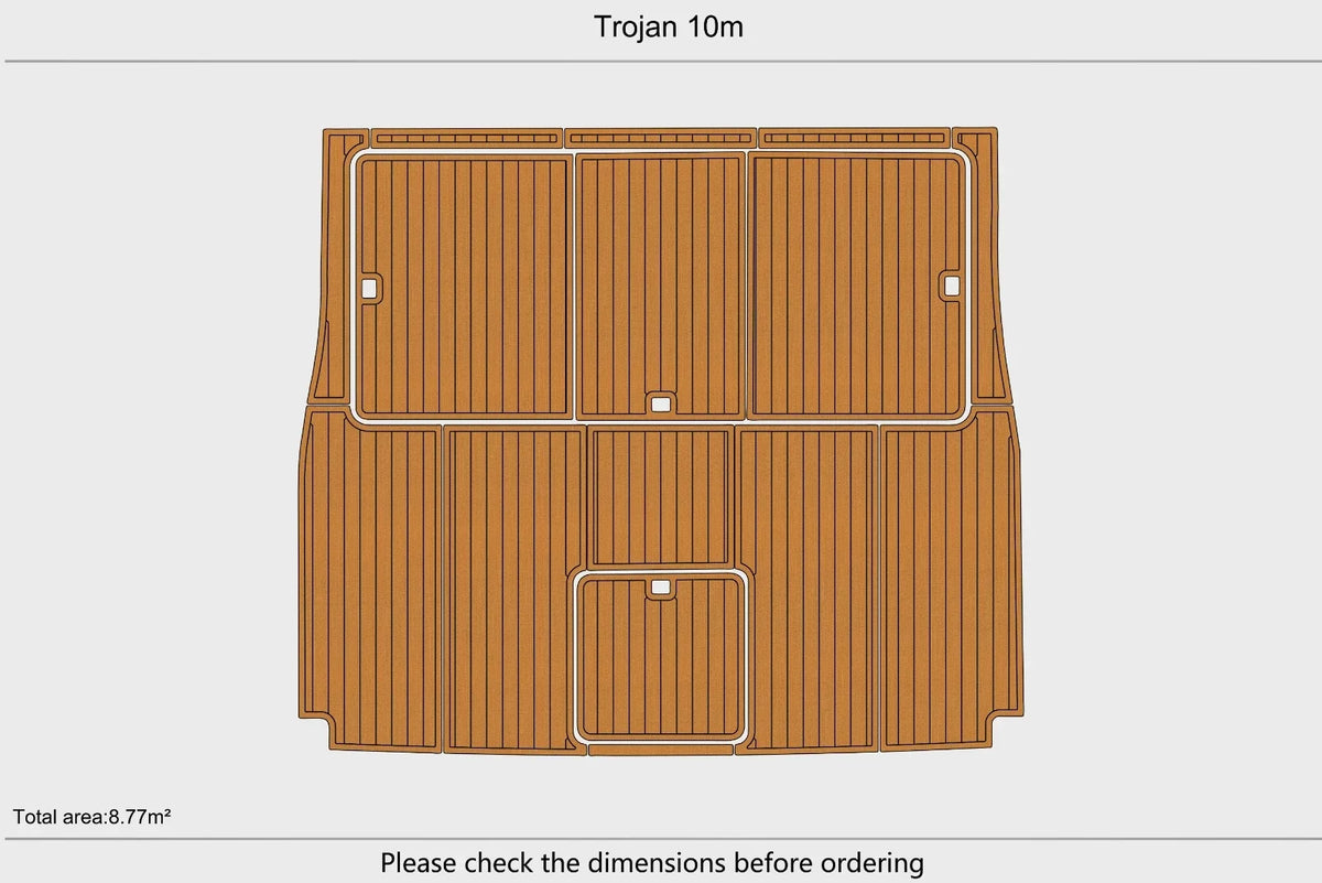 EVA Foam Faux Teak Deck Floor Mat for Trojan 10M